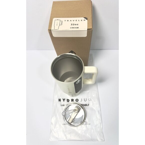 Hydro Jug Traveler 32 Oz Water Bottle With Handle-Huge Cream Rubber Base New - Picture 5 of 5